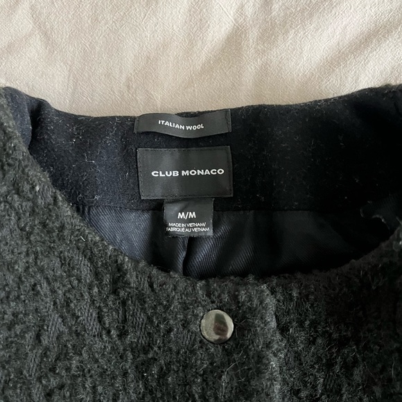 Club Monaco wool-blend boucle coat in dark forest green (size M) - Picture 2 of 10